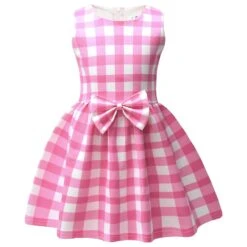 2023 European And American Movie Barbie Costume Children's Dress Plaid Print Girl Dress 9326 120cm