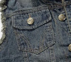 Mens Denim Vest Lapel Slim Fit Retro Ripped Casual Jean Waistcoat Sleeveless Jacket XS Black