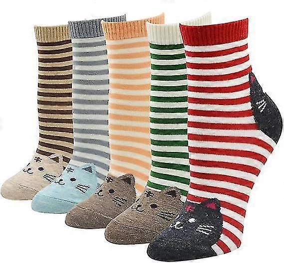 Women's Cute Cartoon Socks - Casual Cotton Animal Pattern Round Neck Novelty Girls Socks - Image 4