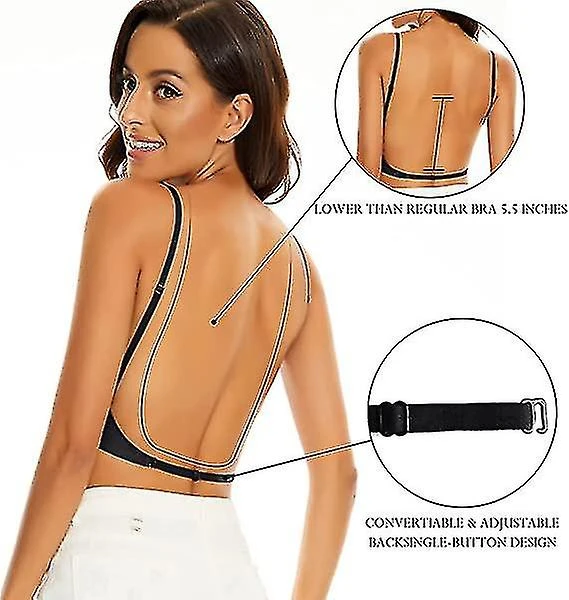 Low Back Bras For Women - Seamless Wire Free Bralette Backless Bras Sfy S Black