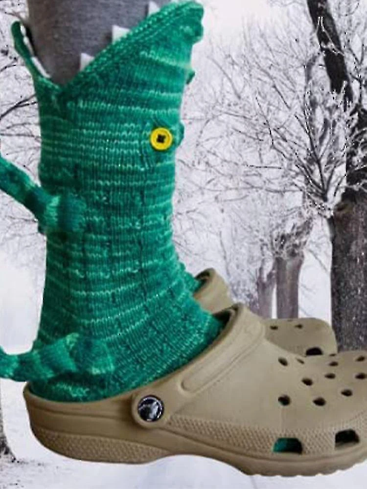 Knit Crocodile Socks For Women Men Novelty Animal Socks Alligator Socks - Snngv Green - Image 2