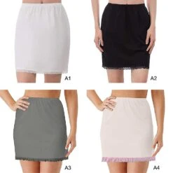 Elastic Waist Skirts For Women Half Slip Petticoat Skirts Underskirt Lady Crinoline, One Size Black