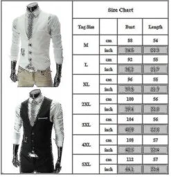 Men Suit Vest Waistcoat Slim Fit Single Breasted Gilet Black