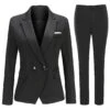 Allthemen Professional Ladies Solid Color Business Peaked Lapel Two Button Slim Fit Pants Suit (Blazer & Pants) XL