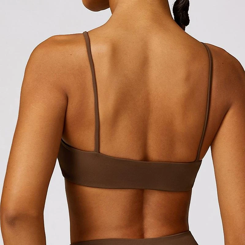 Women's Square Neck Sports Bra Spaghetti Strap Padded Cami Yoga Wireless Square Back Workout Bra Cro M - Image 2