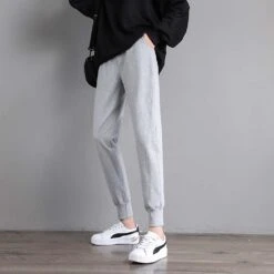 Women's Loose Sports Pants Spring Autumn Stretch Slim Fit Sports Pants XXL Gray