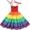 Girls Rainbow Dress Toddler Princess Sleeveless Halter Beach 120cm