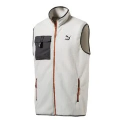 Puma XTG Trail Fleece Full Zip Mens White Pocket Gilet 596728 64 S