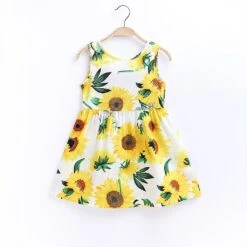 Toddler Baby Kids Girls Sleeveless Sunflowers Skirt Princess Dresses Clothes