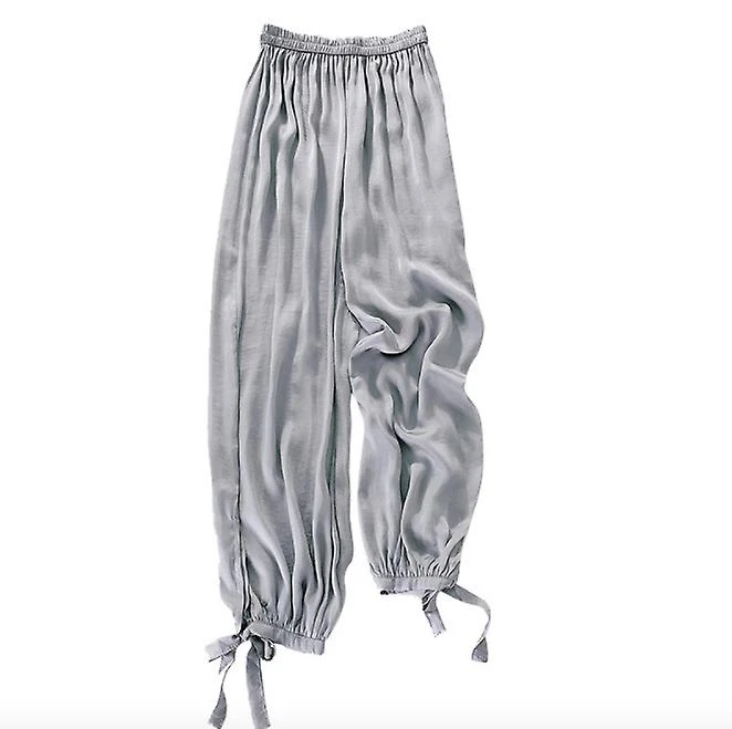 Cool Trousers Female Summer Ice Silk Sunscreen Pants Loose Beam Mouth Copper Ammonia Silk Wide Leg Pants Lantern Pants Island Silk Mosquito Pants L Blue Gray