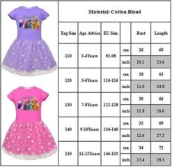 Encanto Print Summer Short Sleeve Mesh T-shirt Dress Party Midi Star Moon Tulle Dresses 11-12 Years Purple