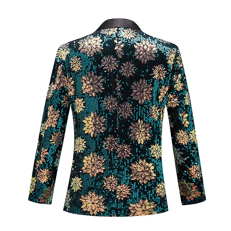 Mens Slim FitShiny Sequin Stage Singers Prom Dress Suit Jacket 2XL - Image 2
