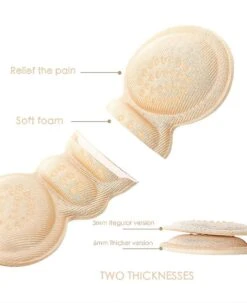 4pcs Women Insoles For Shoes High Heel Pad Adjust Size Adhesive Heels Pads Liner 6mm Beige