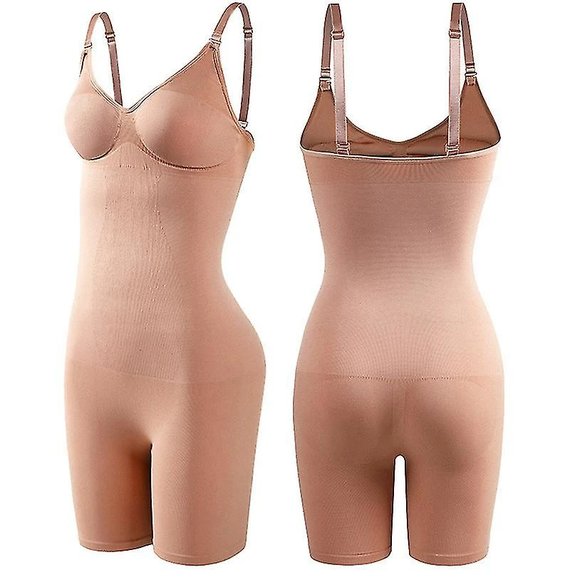 Women Shapewear Bodysuit Tops Tummy Control Thigh Slimmer Full Slim Waist Trainer Body Shaper XXL BEIGE - Image 3