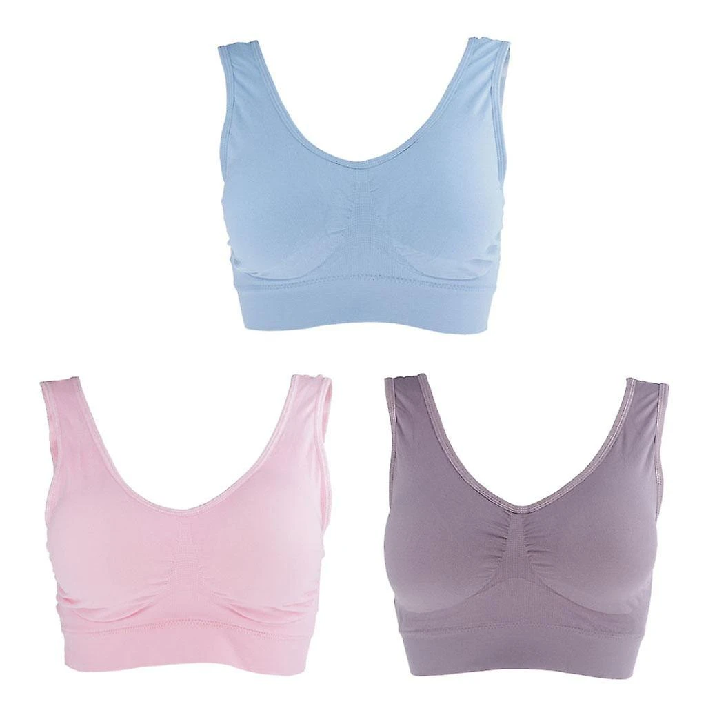 3pc Womens Sports Bras Padded Seamless Activewear Fitness Bra For Yoga Gym - Image 2