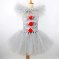 Joker Pennywise Tutu Dress Cosplay Costume For Girl Kids Halloween Fancy Dresses Princess Girl Party Children Outfit Gray 1-12y