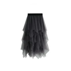 Women Tulle Skirt Elastic Waist Mesh Long Paragraph Skirt Dress-yujia