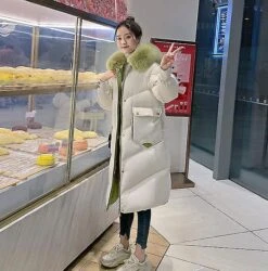 Large Fur Collar Down Padded Jacket Women Winter Long Thick Warm Padded Jacket