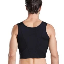 Men Compression Corset Body Shaper Tank Tops Vest Three-breasted Slimming Shapewear Undershirt XL Black