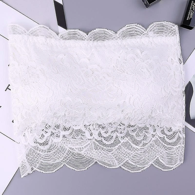 Women's Floral Lace Tube Top Bra Bandeau Strapless Bras Seamless Stretchy Chest Wrap(3 Pcs, White, Flesh, Black) - Image 4