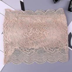 Women's Floral Lace Tube Top Bra Bandeau Strapless Bras Seamless Stretchy Chest Wrap(3 Pcs, White, Flesh, Black)