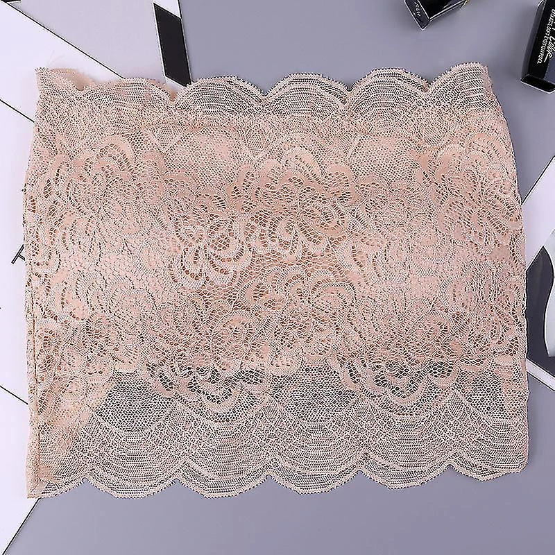 Women's Floral Lace Tube Top Bra Bandeau Strapless Bras Seamless Stretchy Chest Wrap(3 Pcs, White, Flesh, Black)