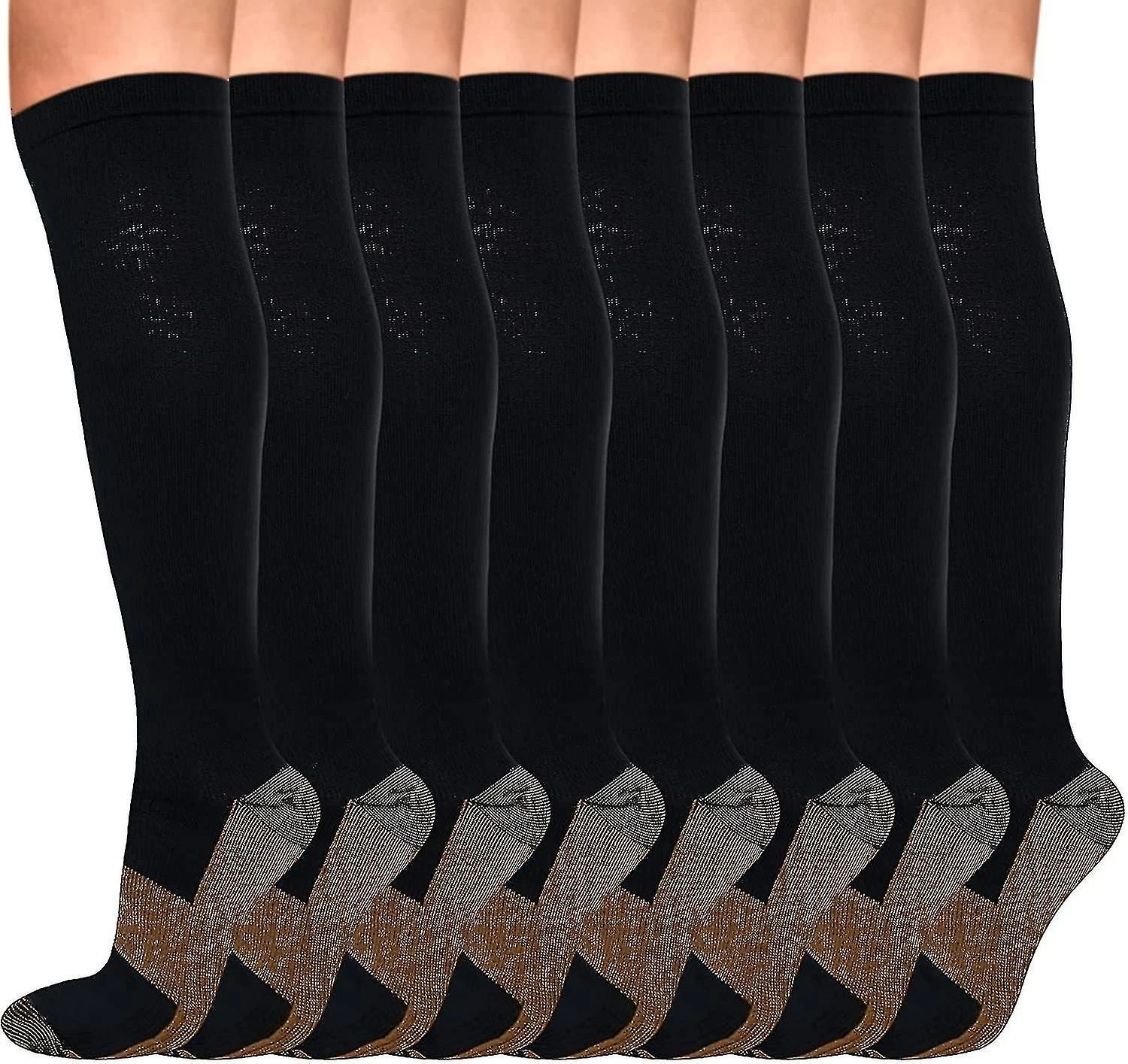 8 Pairs Copper Compression Socks For Women Men Circulationblackx-large Tw - Image 2
