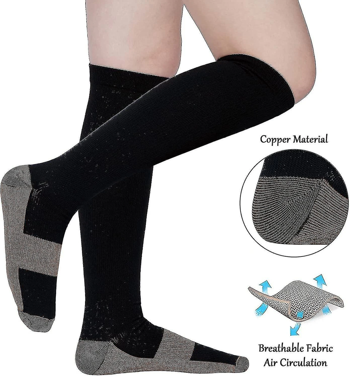 8 Pairs Copper Compression Socks For Women Men Circulationblackx-large Tw - Image 5