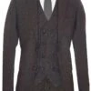 Mens Brown Wool 3 Piece Suit Double Breasted Tweed