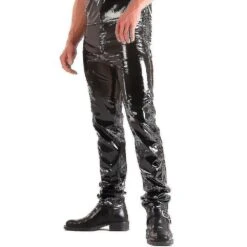 Wet Look Pants For Men Pu Leather Regular Trousers Party Nightclub Bottoms 3XL