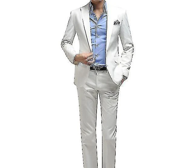 White Wedding Dress Men's One Button Suit - Image 3