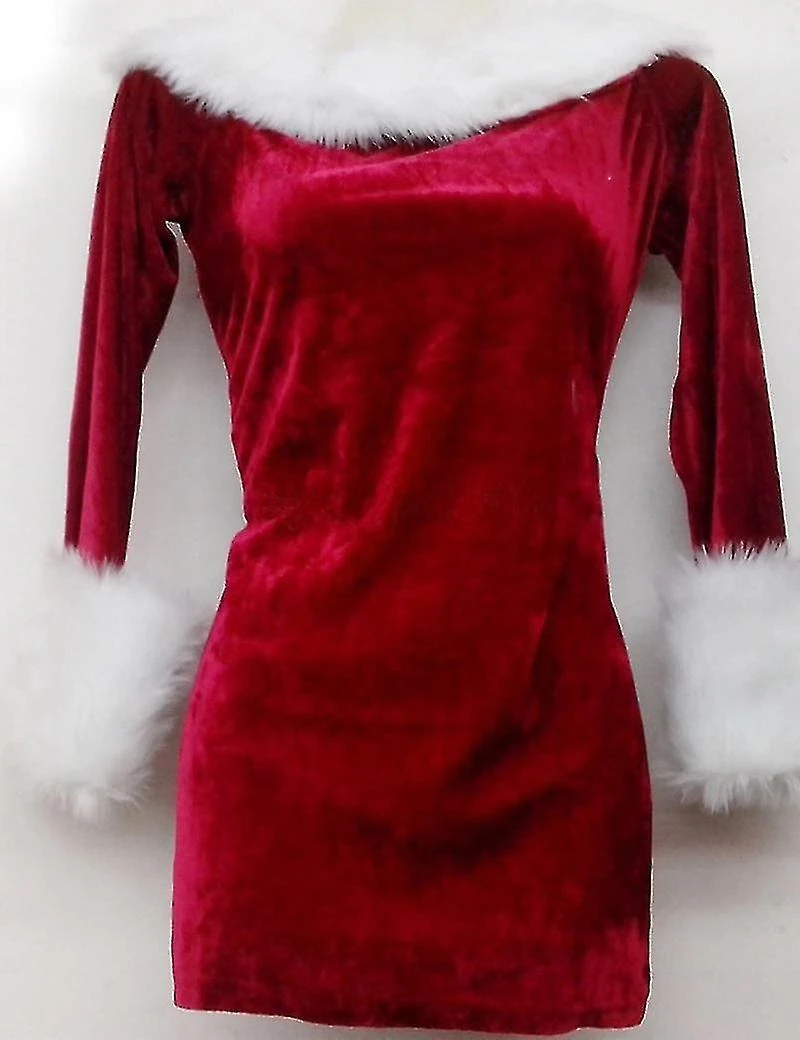 Luxury Women Sexy Xmas Party Slim Fit Strapless Red Velvet Mini Dress Adult Miss Christmas Outfits Santa Claus Cosplay Costume M - Image 4