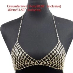 Sexy Bra Chains Crystal Waist Chain Rhinestone Body Chain Bikini Top Bra Chain Gold Body Jewelry For Women Girls Silver