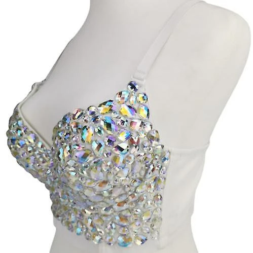 Women's Sequin Bustier Corset Wedding Party Crop Top Bra Vest L - Image 3