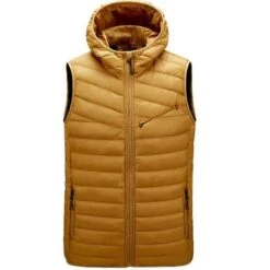 Men's Hooded Outerwear Lightweight Gilets Vest Body Warmer Coat 2XL Yellow