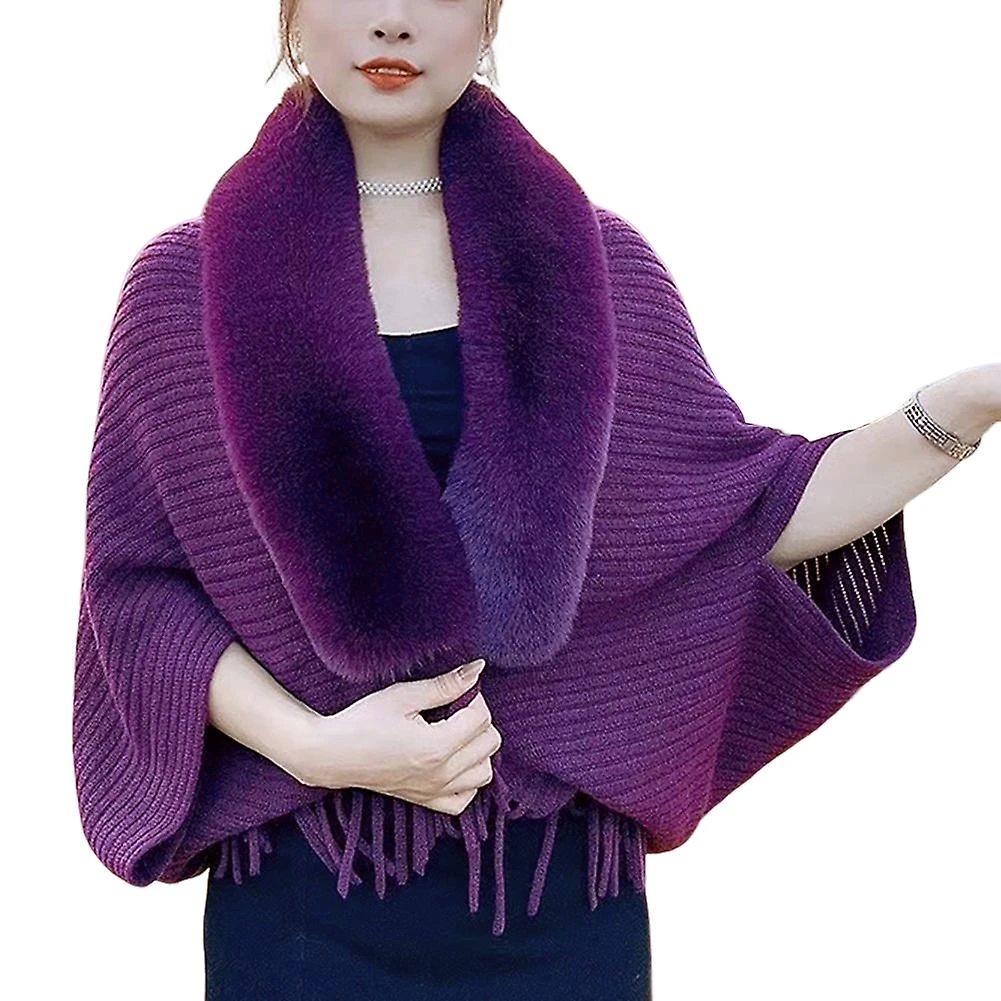 Women's Autumn Winter Loose Thick Imitation Rabbit Fur Collar Sweater Fashion New Noblewoman Coffee Color - Image 5