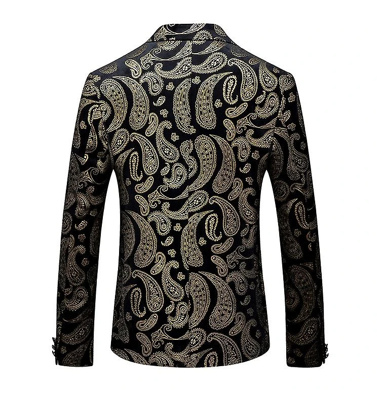Mens Floral Tuxedo Jacket, Gold Slim Fit Blazer Jacket XL - Image 5