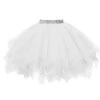 Womens High Quality Pleated Gauze Short Skirt Adult Tutu Dancing Skirt Q White