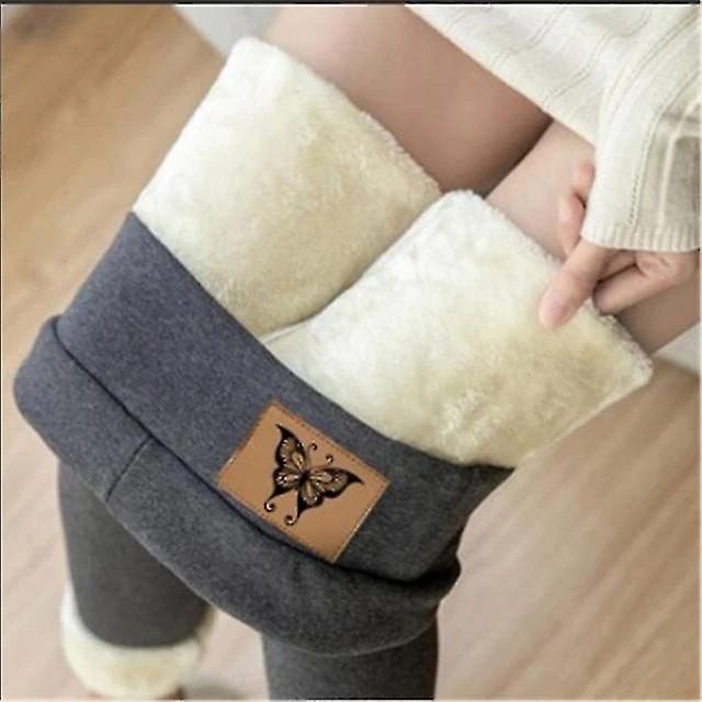 Winter Women Leggings Velvet Warm Pants Hight Waist Leggings Women Solid Color Legging Comfortable Keep Warm Stretchy Legging Butterfly Gray - Image 3
