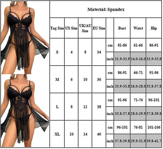 Women Side Slit Lace See Through Nightdress With Thongs G-strings Sexy Sleepwear Sheer Dress Lingerie - Image 2