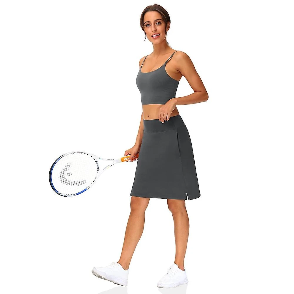 Women's Tennis Skirts Golf Skirts Yoga Skirt Side Pockets 2 In 1 Tummy Control Butt Lift Quick Dry High Waist Yoga Fitness Gym Workout Skort Bottoms B XXL White - Image 3
