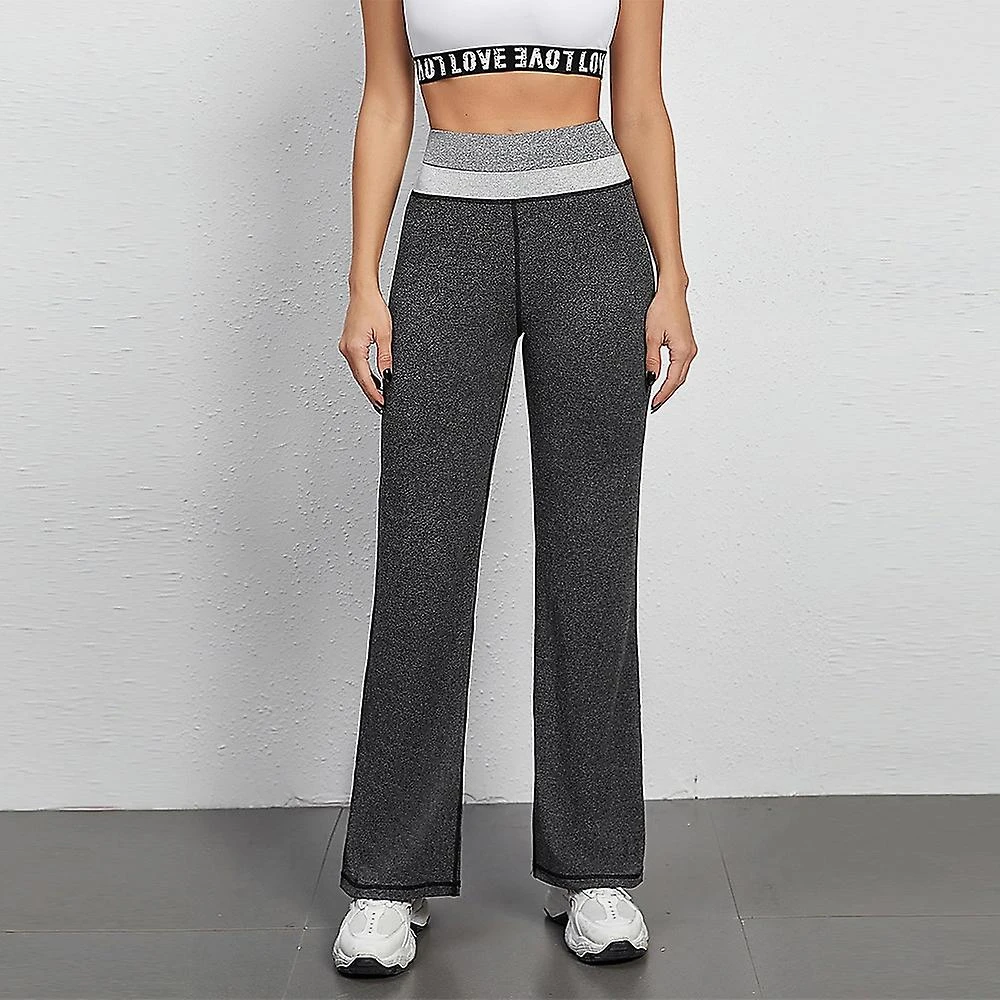 Women's Wide Leg Pants Yoga Style High Waist Quick Dry Pilates Dance Bottoms Color Block Gray Sports Activewear Stretchy Slim / Athletic / Casual / At L - Image 4