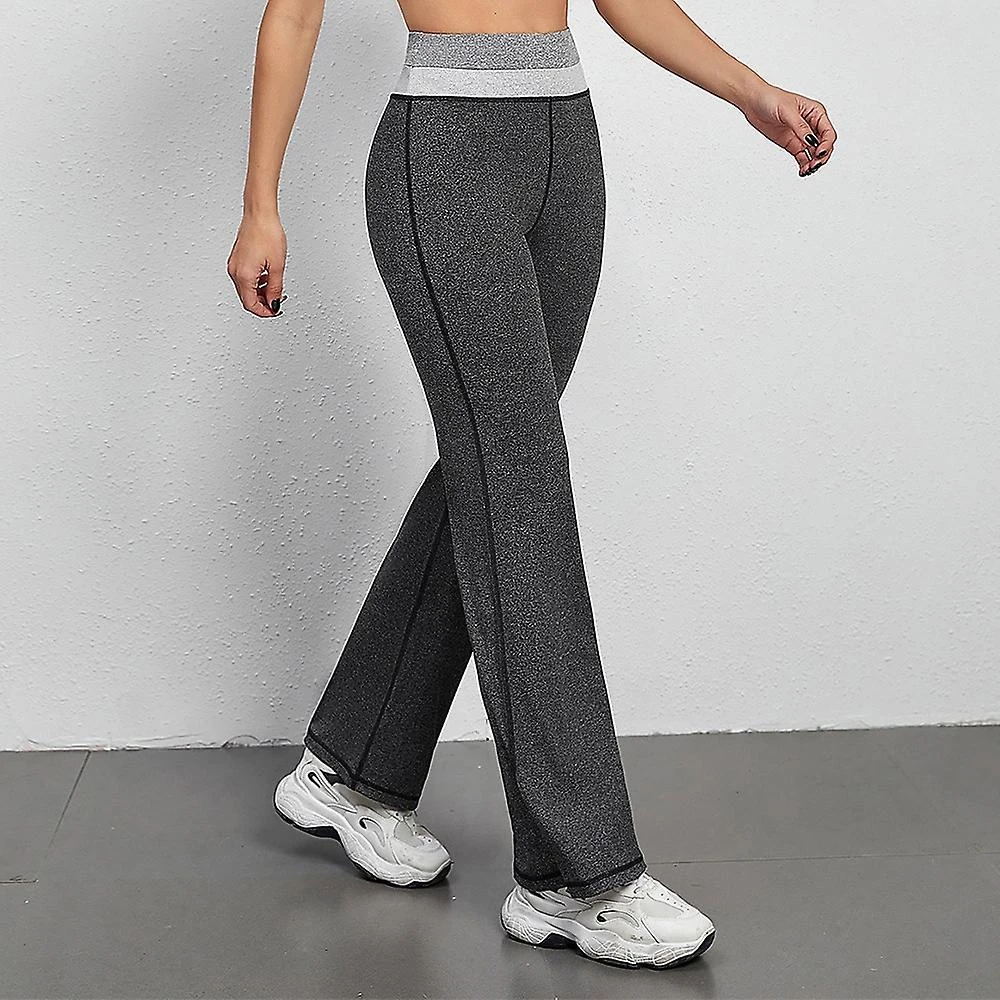Women's Wide Leg Pants Yoga Style High Waist Quick Dry Pilates Dance Bottoms Color Block Gray Sports Activewear Stretchy Slim / Athletic / Casual / At L