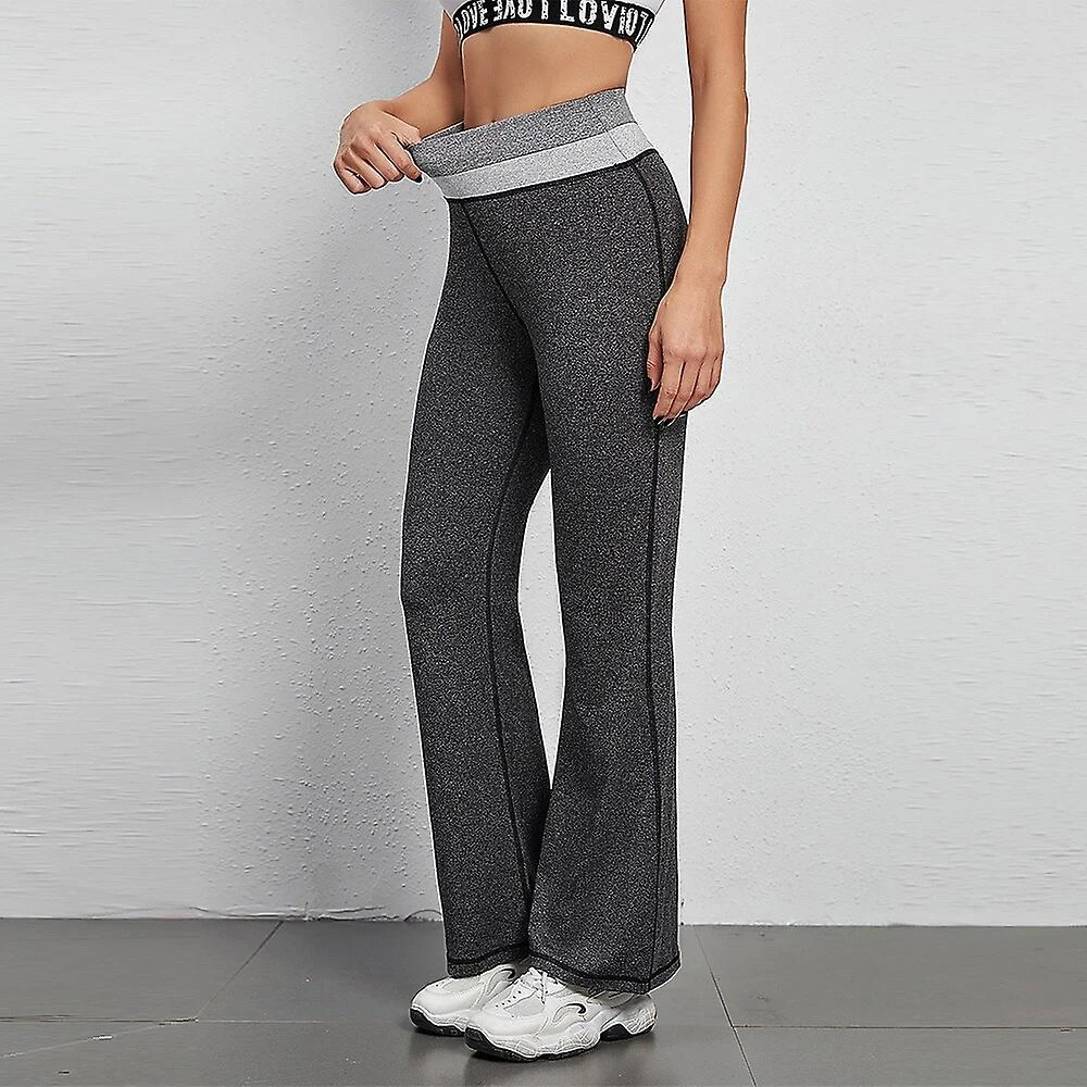 Women's Wide Leg Pants Yoga Style High Waist Quick Dry Pilates Dance Bottoms Color Block Gray Sports Activewear Stretchy Slim / Athletic / Casual / At L - Image 2