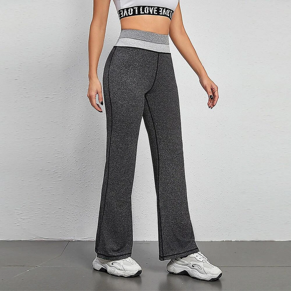 Women's Wide Leg Pants Yoga Style High Waist Quick Dry Pilates Dance Bottoms Color Block Gray Sports Activewear Stretchy Slim / Athletic / Casual / At L - Image 3