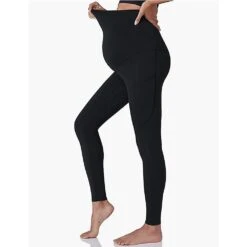 Women's Maternity Leggings Yoga Workout Bottoms Over The Belly Pregnancy Yoga Pants With Pocket Winter Activewear High Elasticity Breathable Soft XL Dark Grey