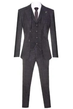 Mens Black 3 Piece Tweed Suit Peaky Blinders