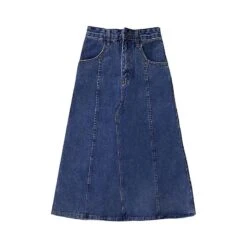 Jwl-lucyever High Waist Retro Blue Denim Skirts For WomenNewIrregular A-line Long Skirt Woman Korean Trendy Daily Jean Skirts