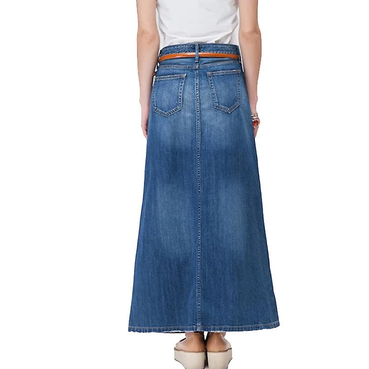 Jwl-denim Skirt Long Women Blue Solid A-line Skirts Fashion Lady Sttreetwear Casual Pocket High Waist Jeans Skirt Office Maxi Skirt - Image 5