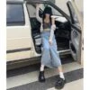 Jwl-streetwear Long Denim Skirt Women Spring Summer Autumn Casual Ool Jeans Skirts Female Korean Fashion Clothing Dropshipping